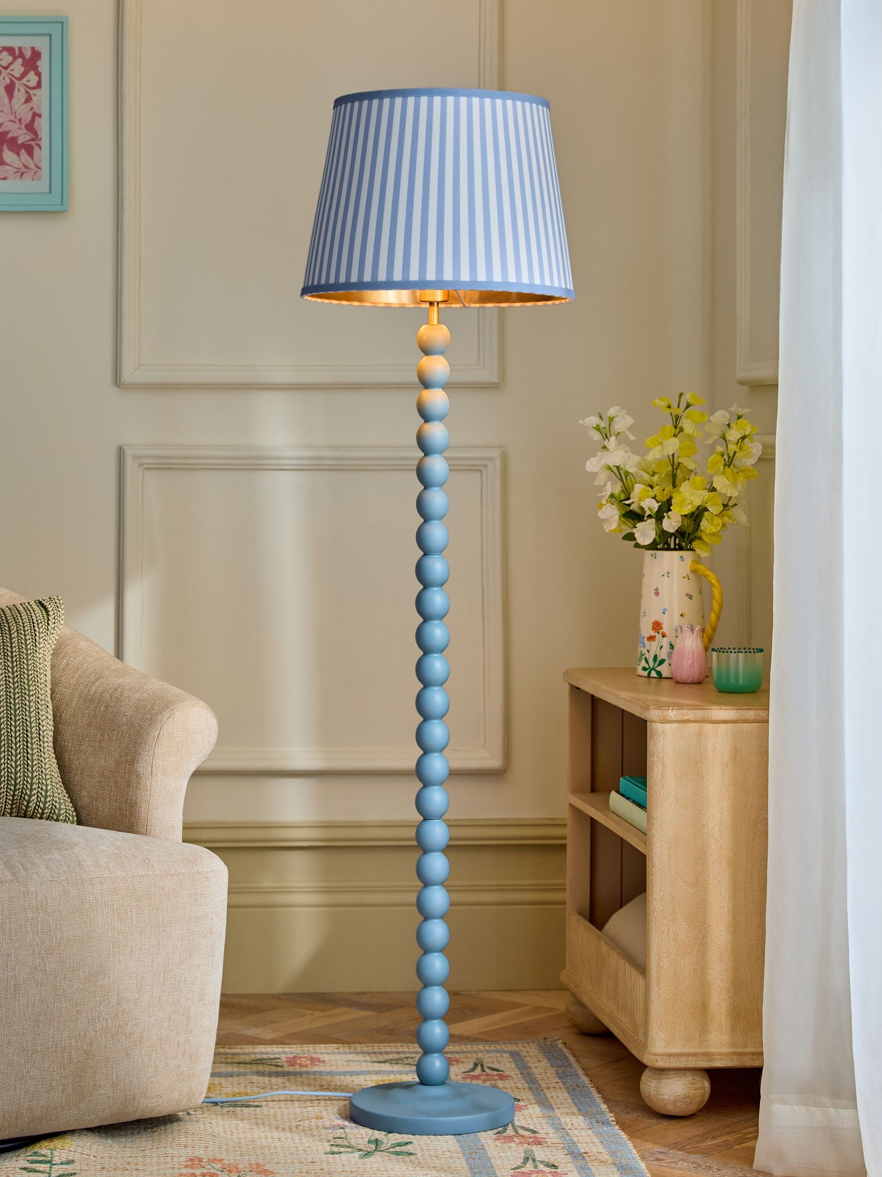 Millie blue stripe bobbin floor lamp 152.5cm, UK version