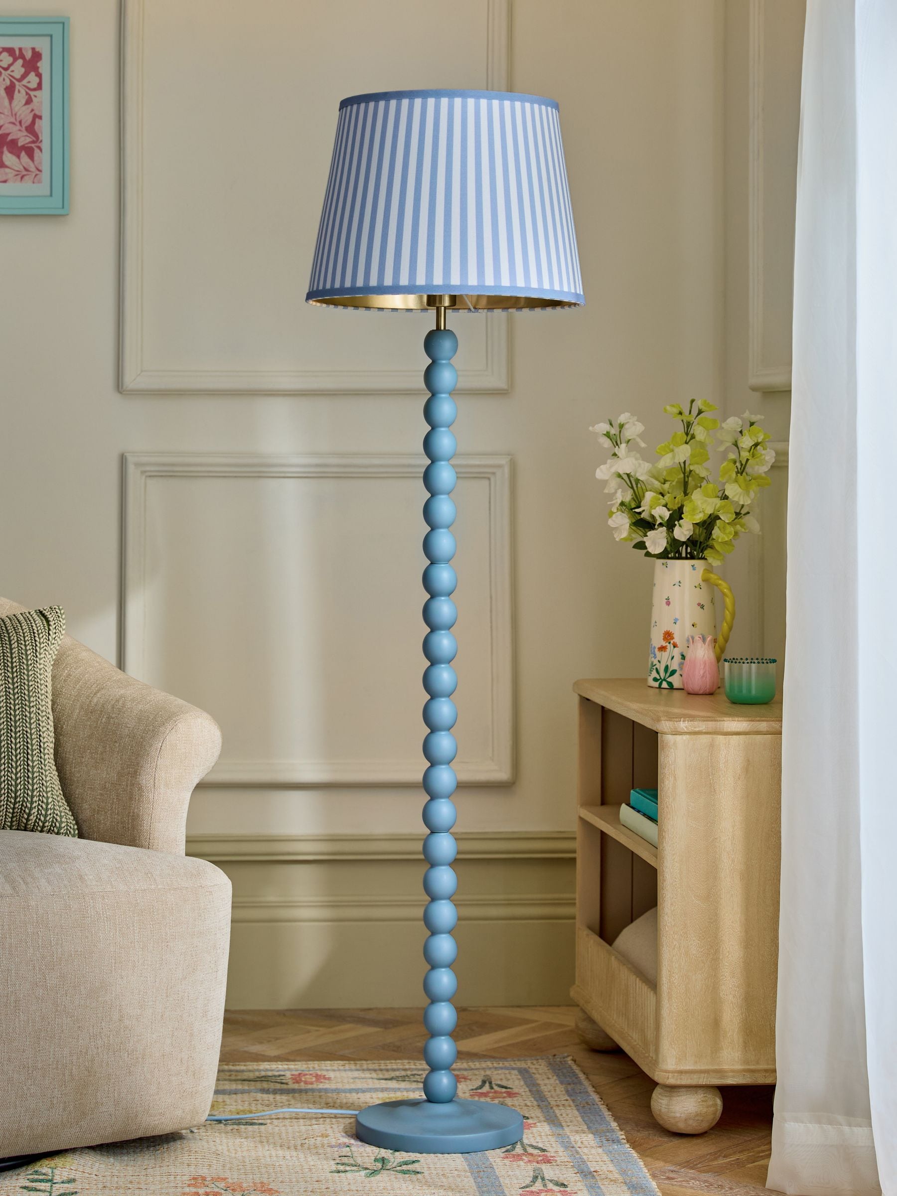 Millie blue stripe bobbin floor lamp 152.5cm, UK version
