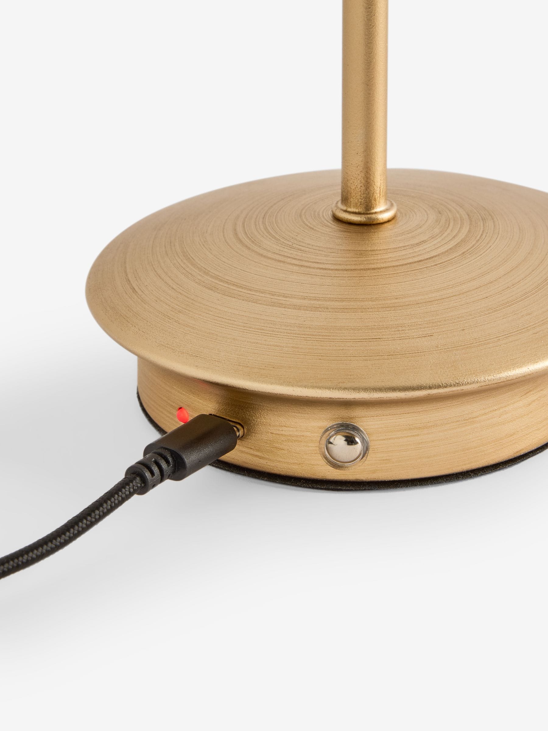 Wireless rechargeable brass bow table lamp (British brand)
