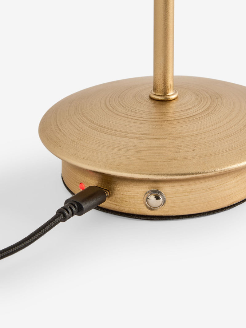 Wireless rechargeable brass bow table lamp (British brand)