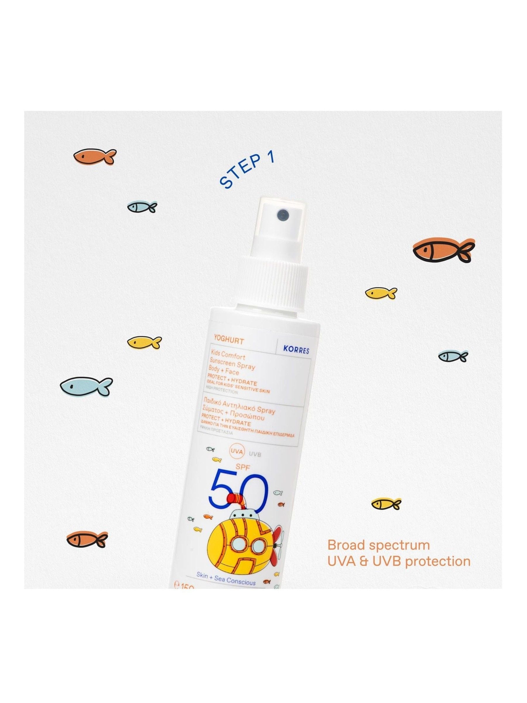 Korres Yoghurt kids sunscreen spray 150ml, UK version