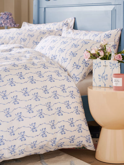 Next Cath Kidston Blue Ribbon and Bows Cotton Duvet Cover and Pillowcase Set- Buy online at McGrocer
