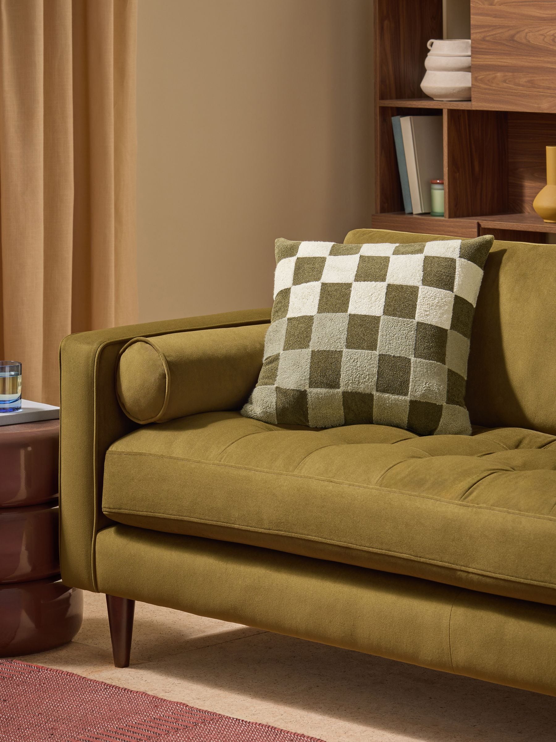 MADE.COM Green Tilo Checkerboard Cushion
