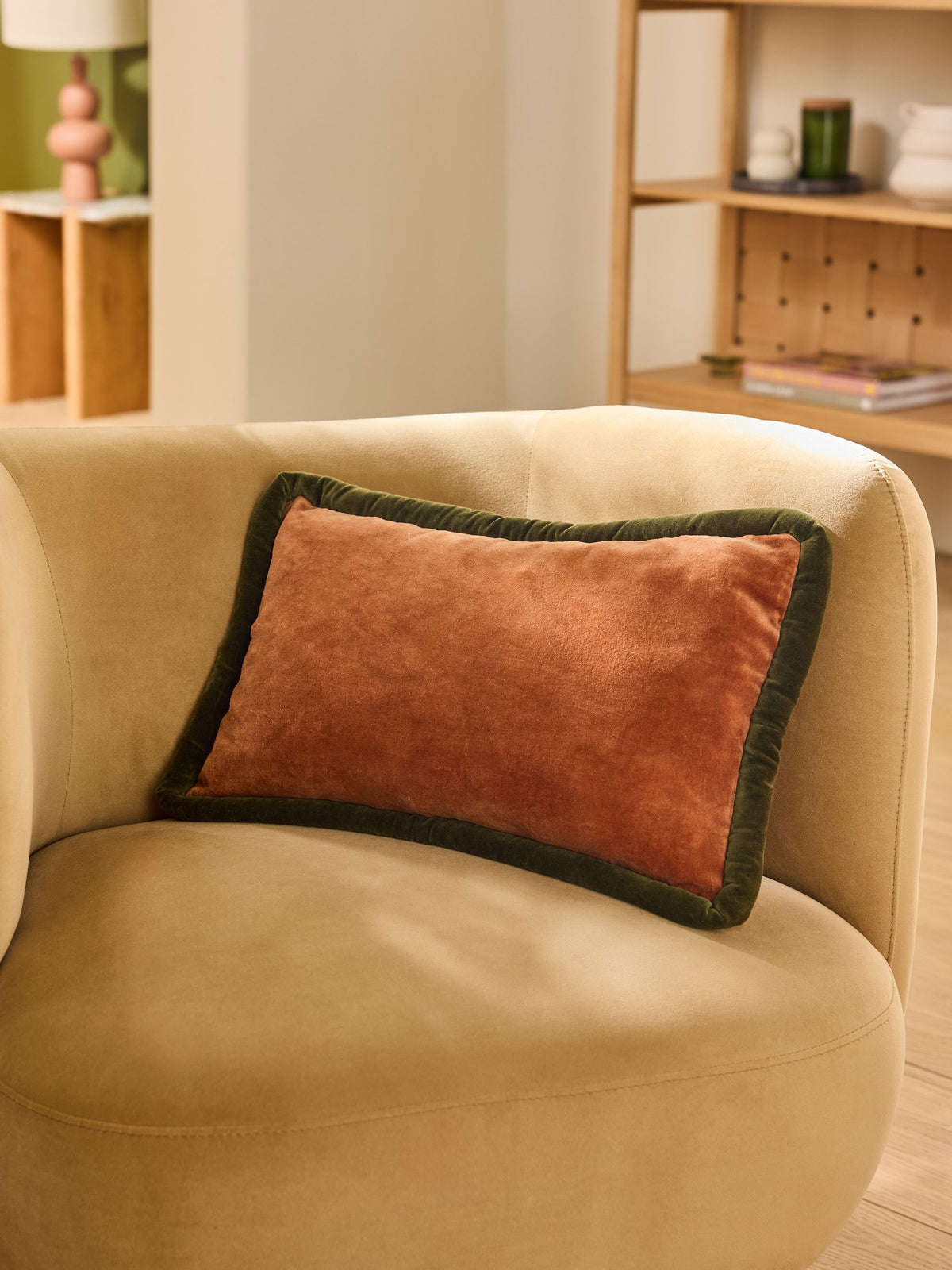 MADE.COM Caramel/Rust Huxley Cotton Velvet Jumbo Pipe Cushion