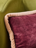 MADE.COM Huxley cushion khaki aubergine velvet, imported from the UK