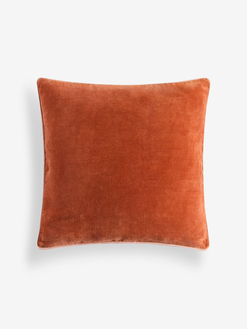 MADE.COM rust orange Bailey cotton velvet piped cushion 50x50cm (British brand)