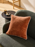 MADE.COM rust orange Bailey cotton velvet piped cushion 50x50cm (British brand)