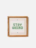 Oliver Bonas Stay Weird petit point framed wall art 31x31cm, imported from the UK
