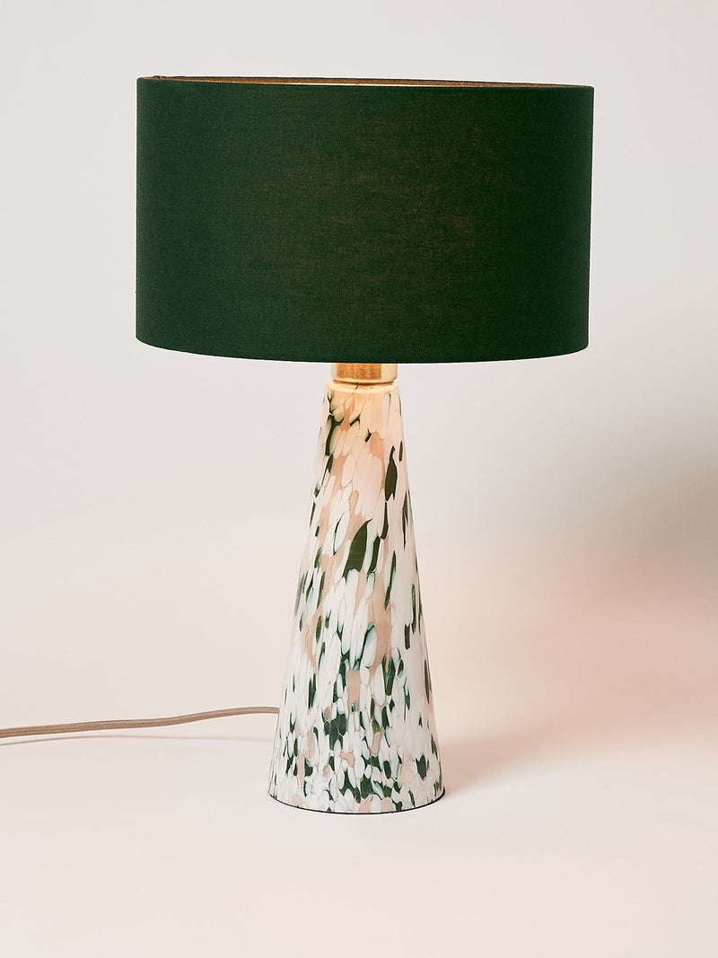 Oliver Bonas green glass table lamp large, imported from the UK