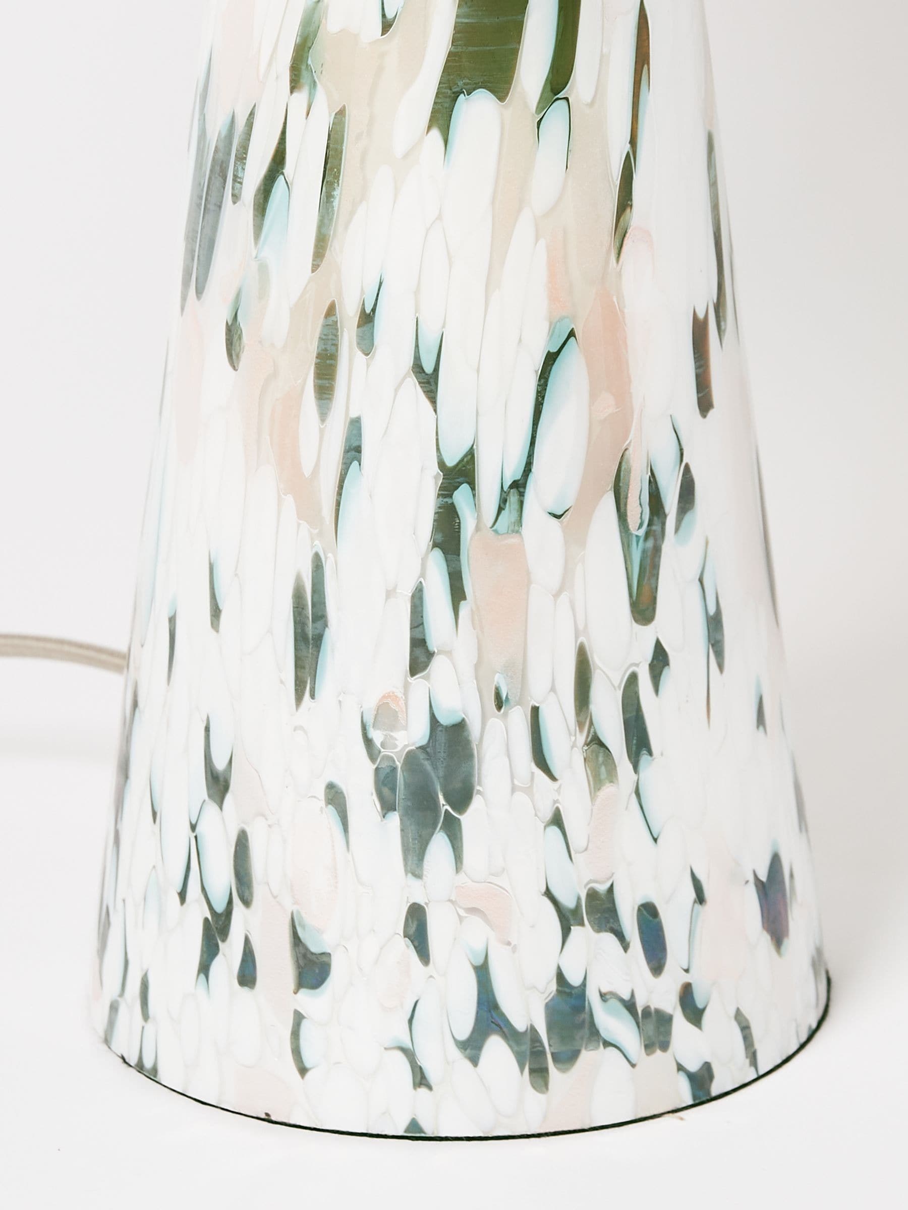 Oliver Bonas green glass table lamp large, imported from the UK