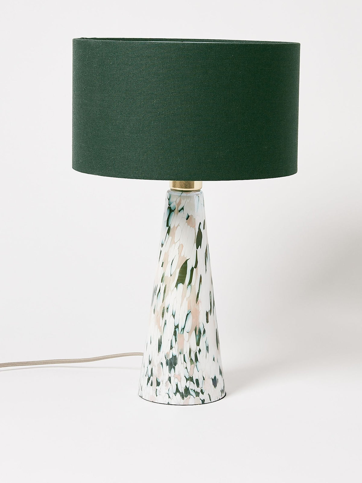 Oliver Bonas green glass table lamp large, imported from the UK