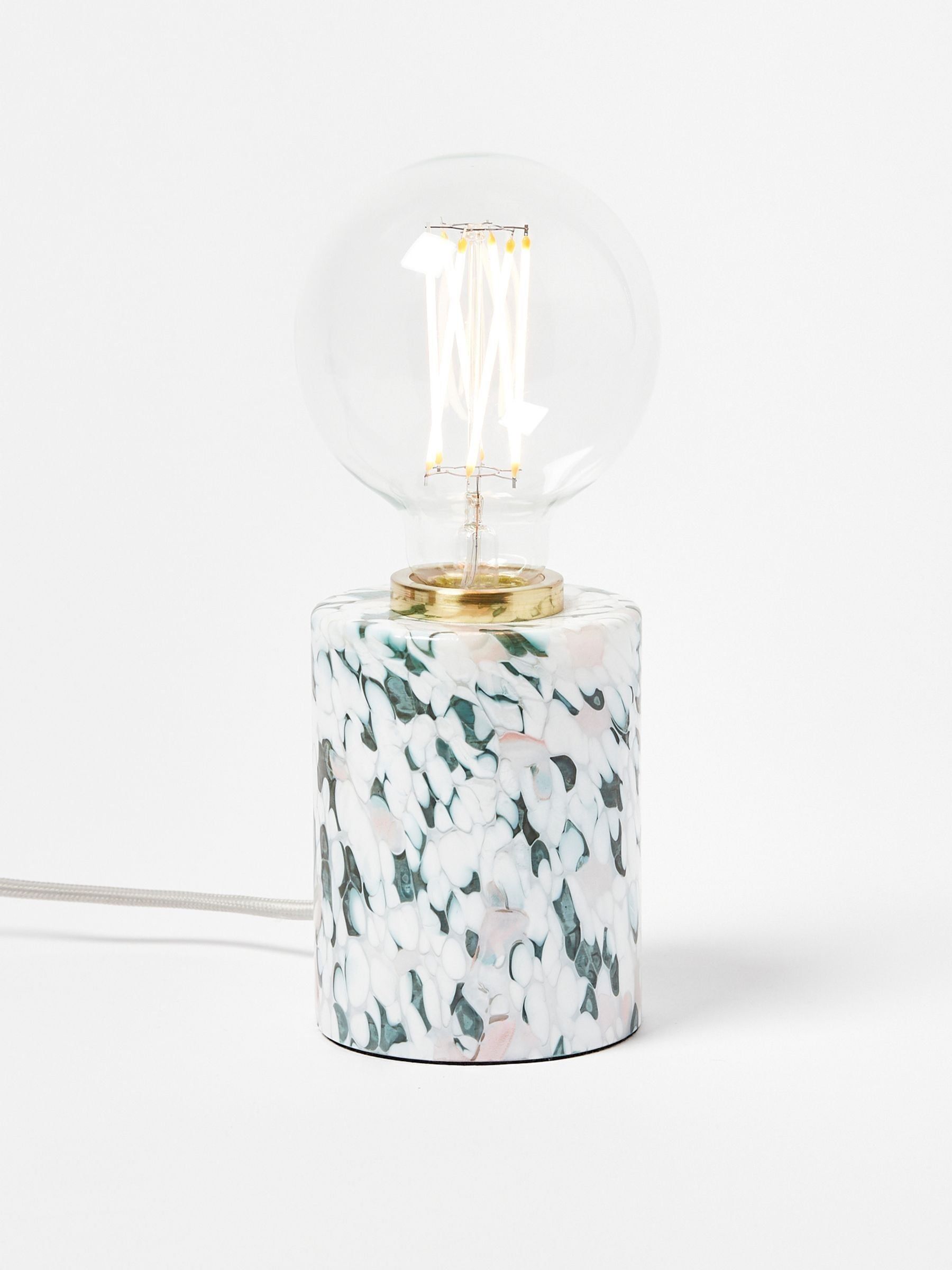 Oliver Bonas green glass confetti lamp base 11cm - British product