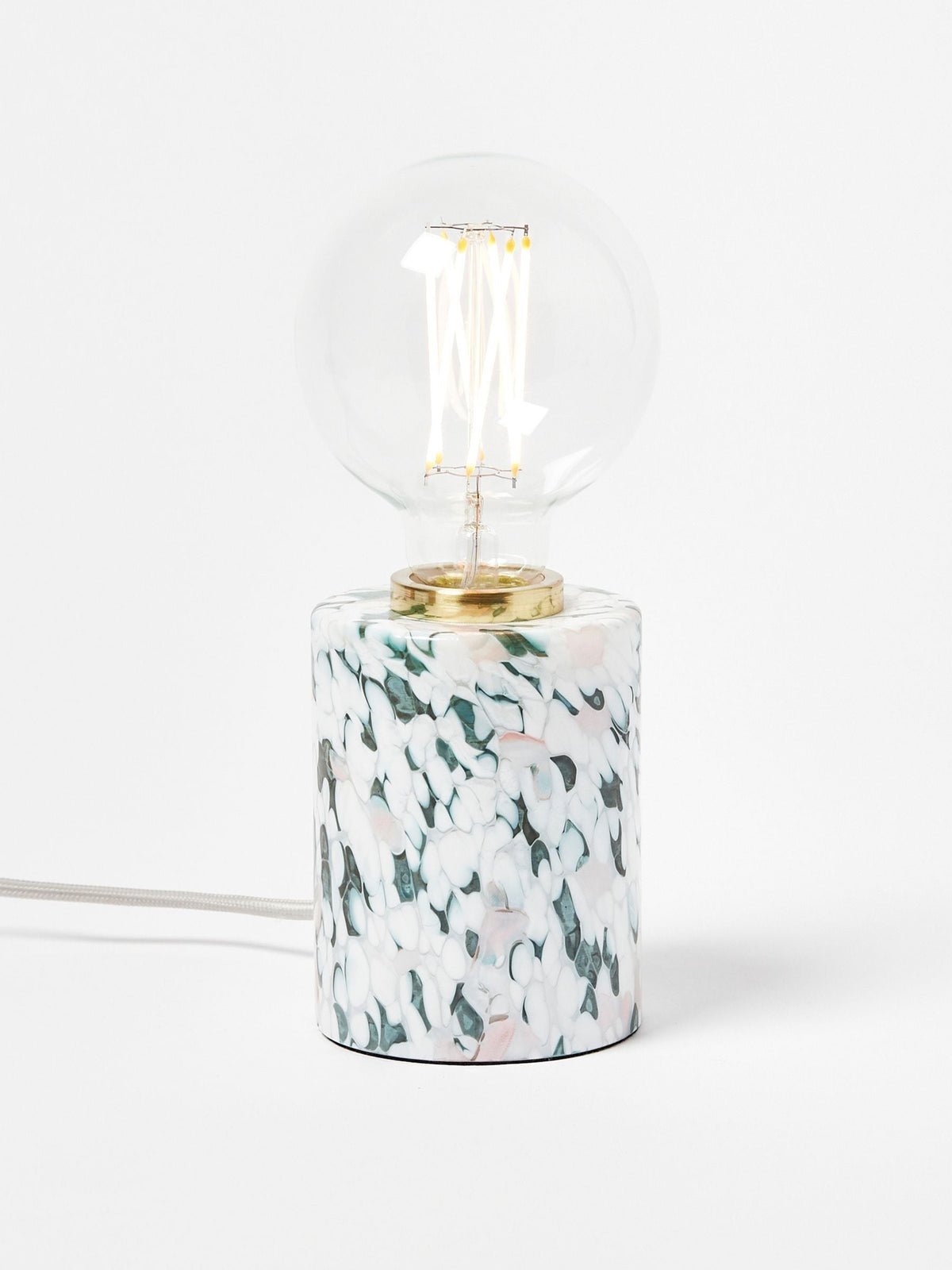 Oliver Bonas green glass confetti lamp base 11cm - British product