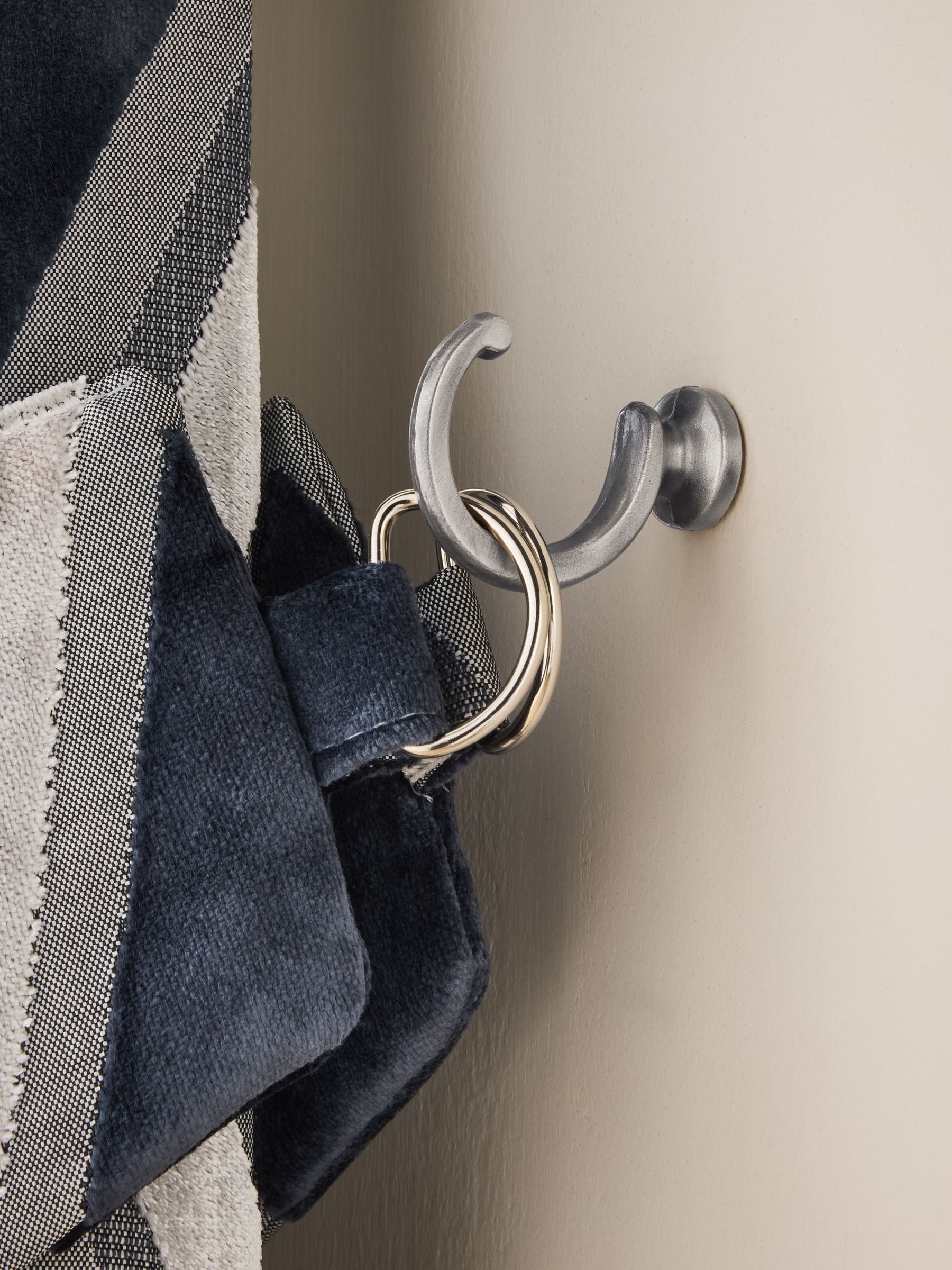 2 Pack Brushed Silver Curtain Tieback Hooks