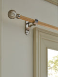 Light wood curtain pole kit with ball finials 28mm (British brand)