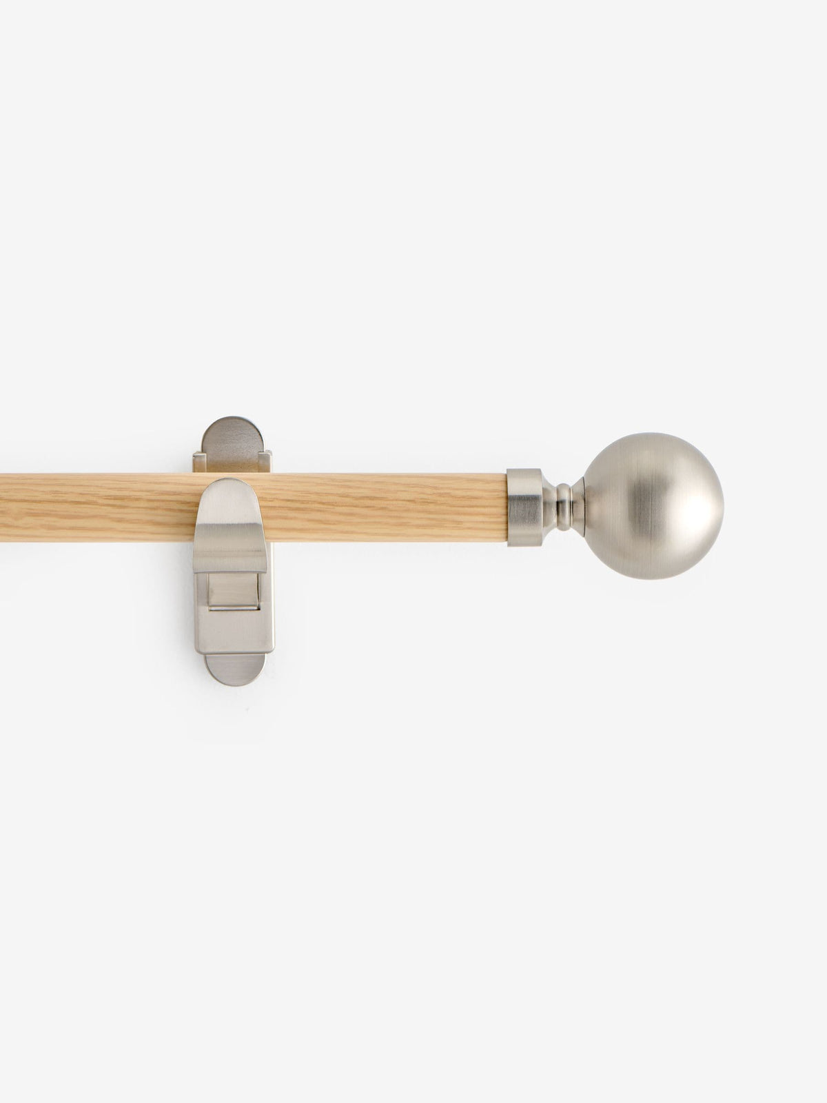 Light wood curtain pole kit with ball finials 28mm (British brand)