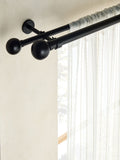 Black double curtain and voile pole kit, UK version