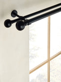 Black double curtain and voile pole kit, UK version