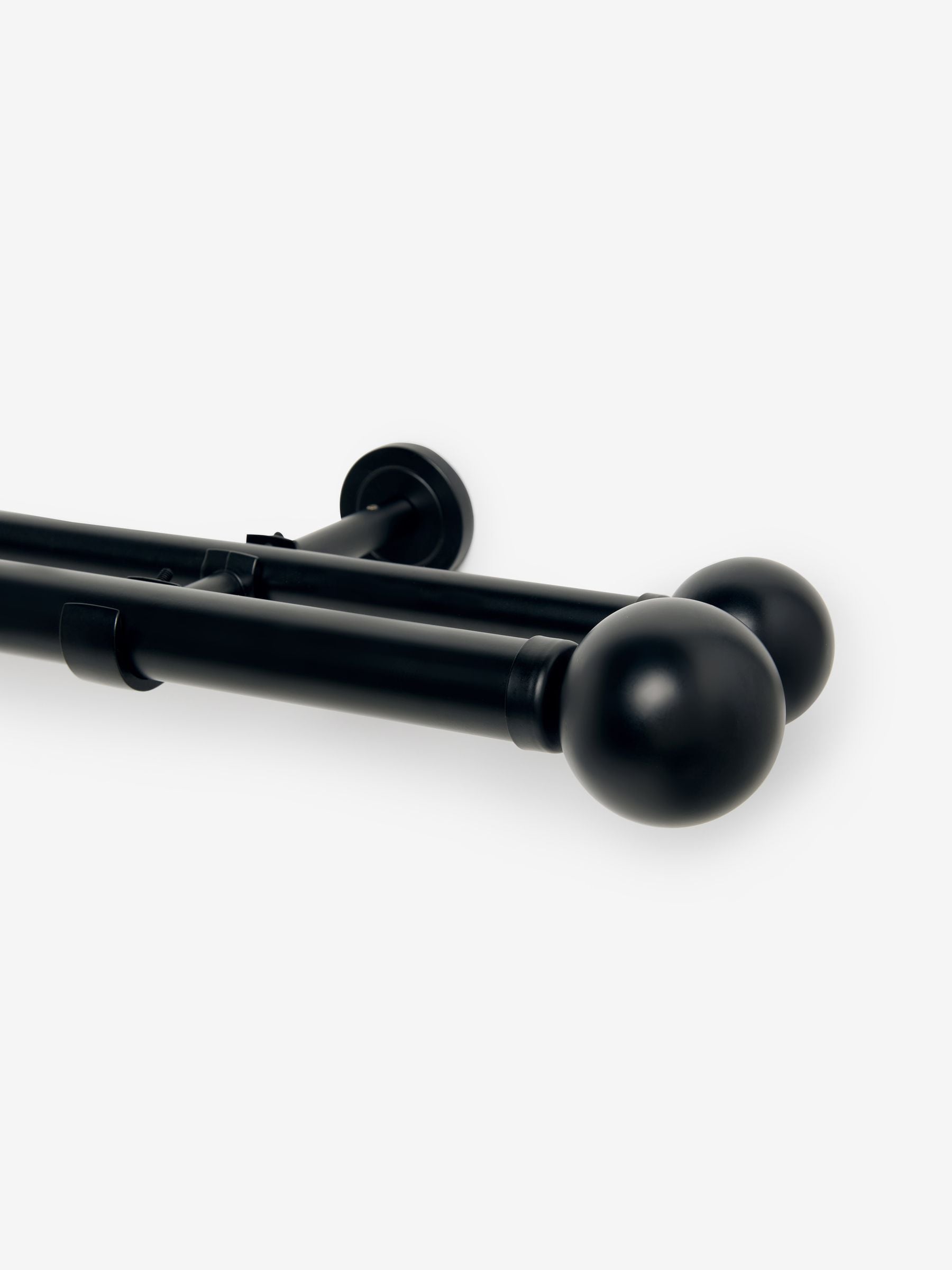 Black double curtain and voile pole kit, UK version