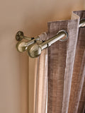 Antique Brass Extendable Double Curtain & Voile Ball Finial Pole Kit