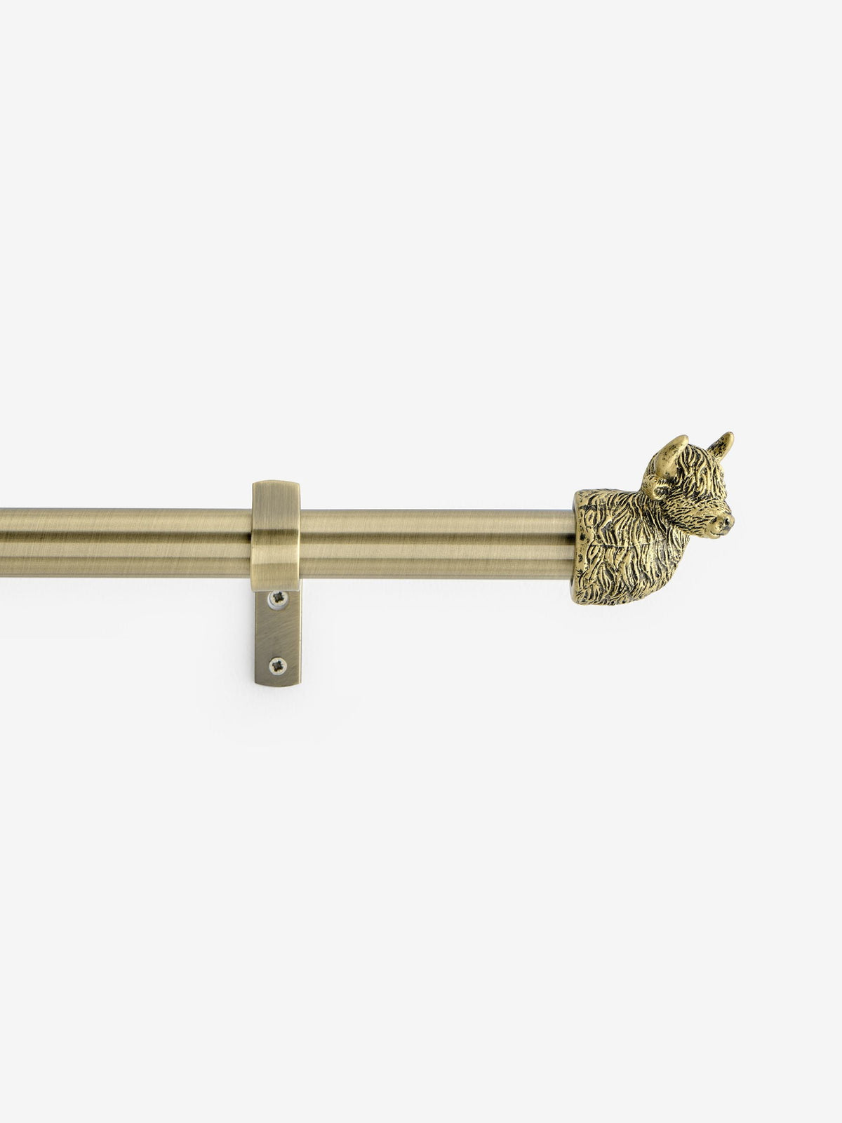 Hamish Highland Cow curtain pole antique brass, UK version