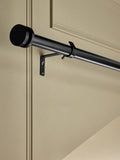 Black ribbed stud finial curtain pole kit 28mm, imported from the UK