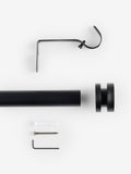 Black ribbed stud finial curtain pole kit 28mm, imported from the UK