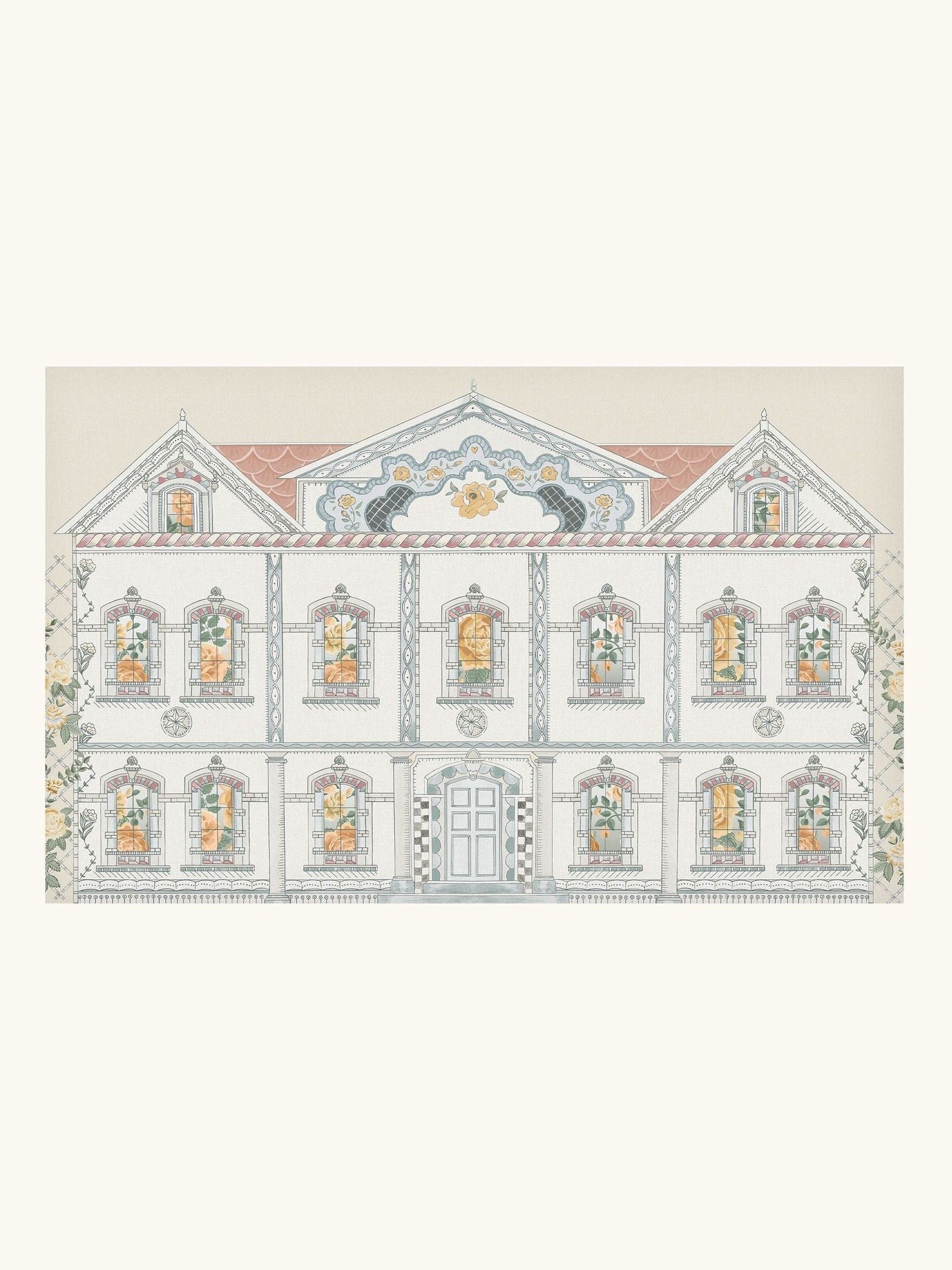 Cath Kidston cream doll house mural sample A4, UK version