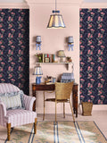 Cath Kidston wallpaper sample Rose Flutter Navy A4, UK version