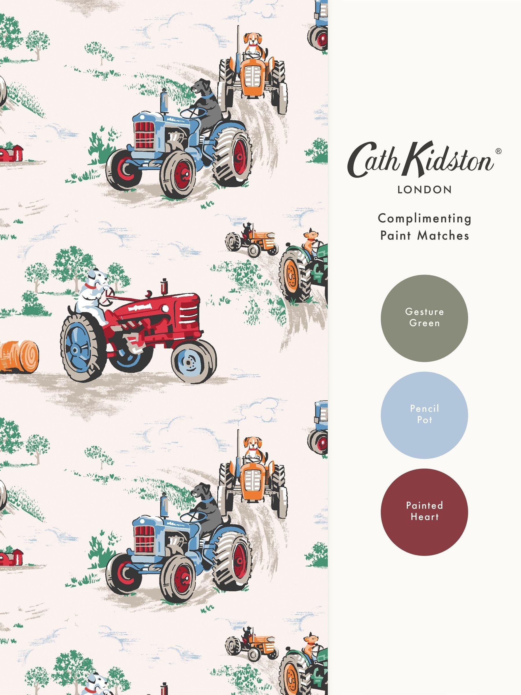 Cath Kidston wallpaper sample Blue Tractor A4, imported from the UK