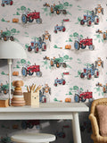 Cath Kidston wallpaper sample Blue Tractor A4, imported from the UK