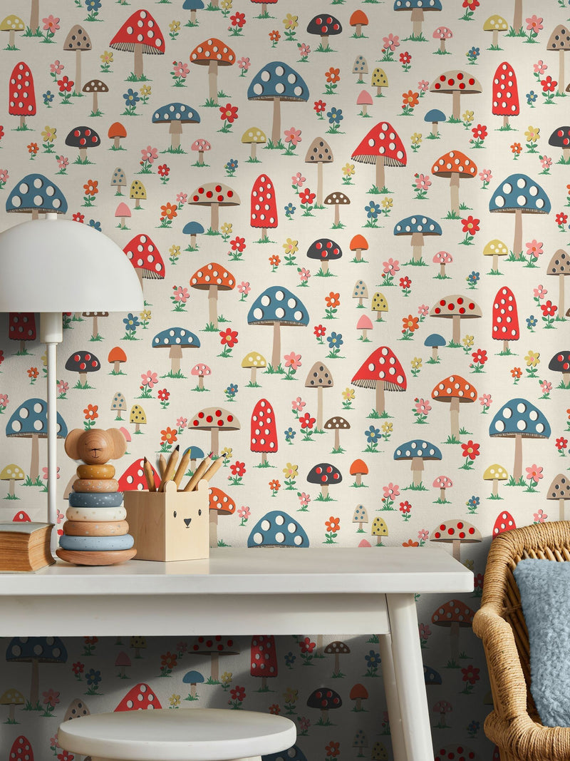 Cath Kidston Red Mushrooms A4 wallpaper sample - British product