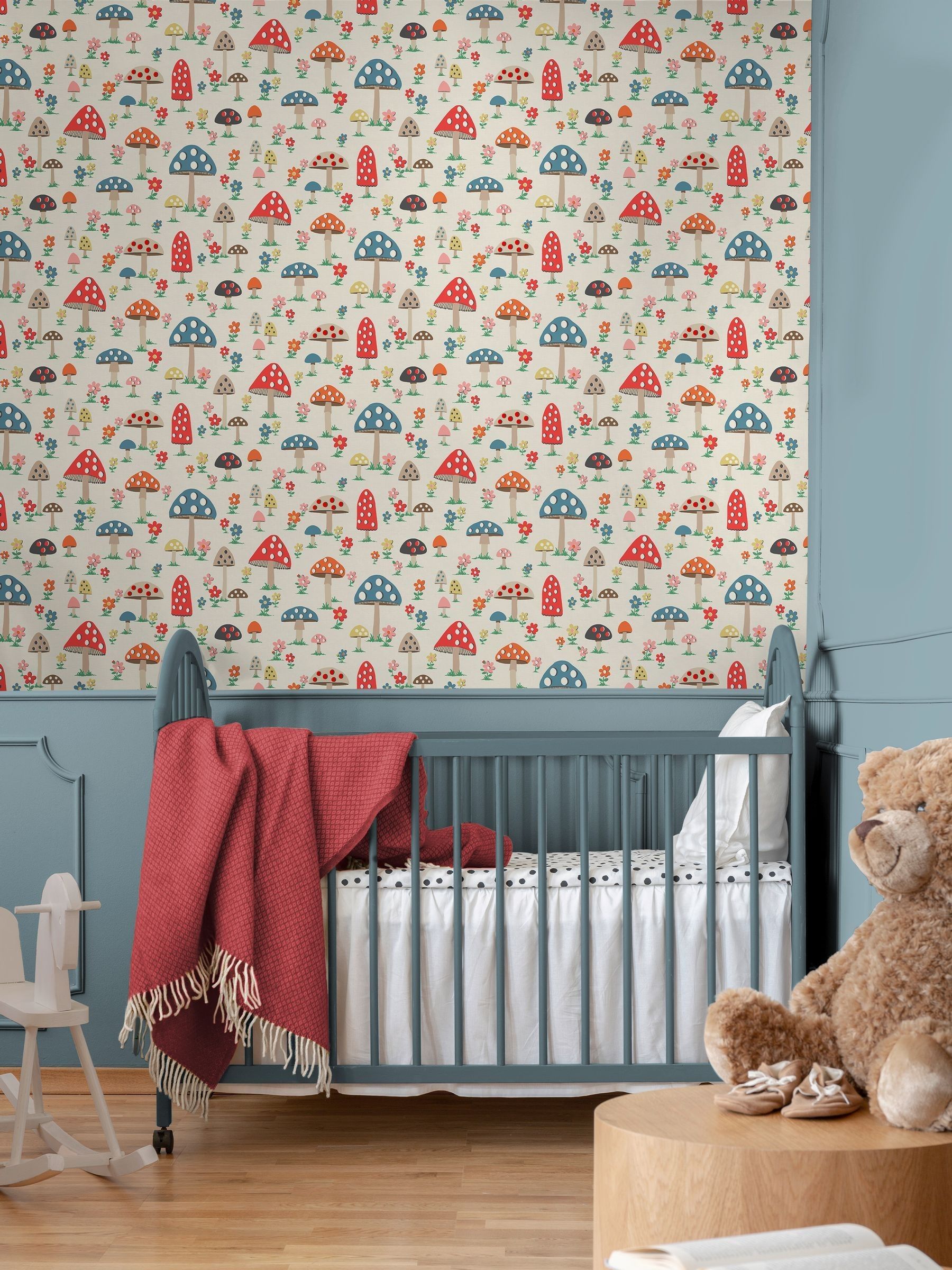 Cath Kidston Red Mushrooms A4 wallpaper sample - British product