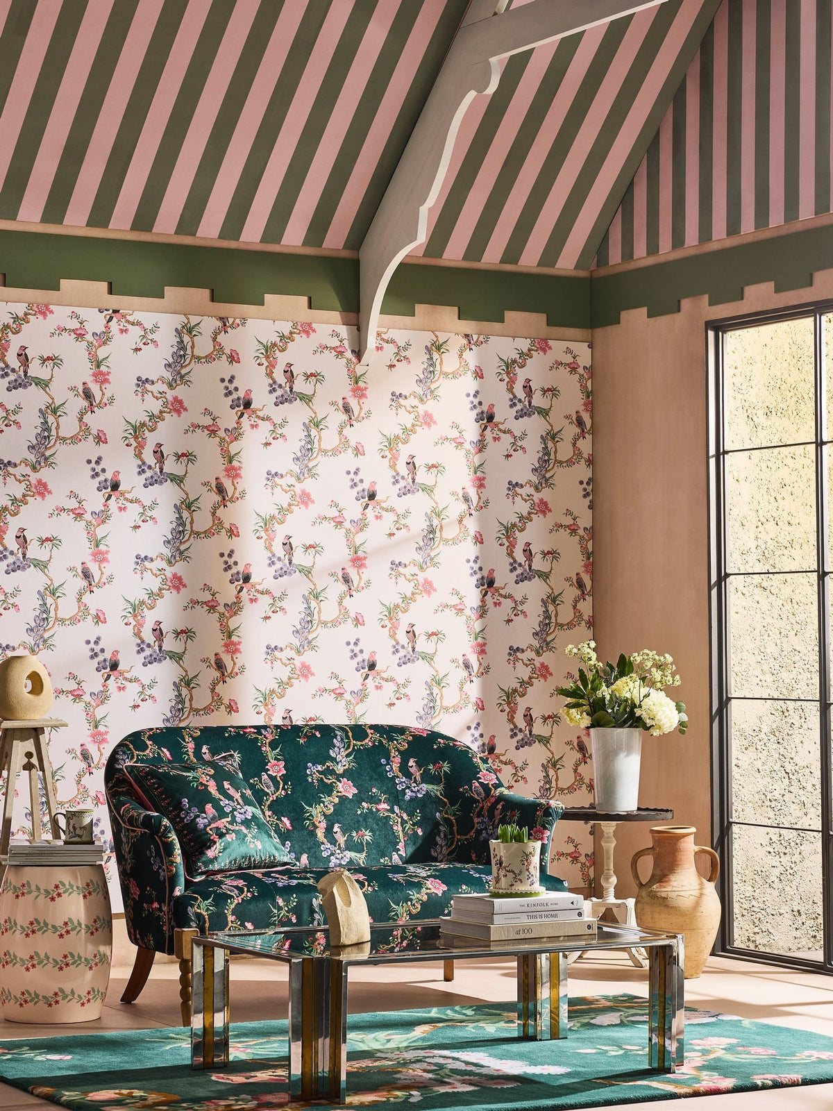 Cath Kidston Pink Birds & Berries wallpaper sample A4 - British product