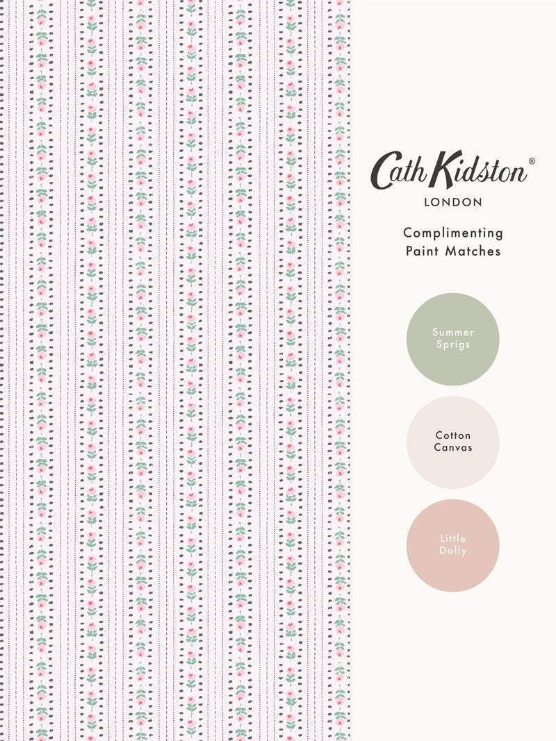 Cath Kidston wallpaper sample pink ticking stripe A4, UK version