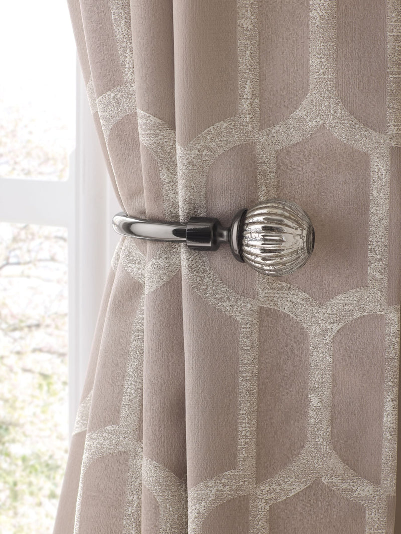 Mercury glass curtain holdbacks set of 2 pewter grey (British brand)