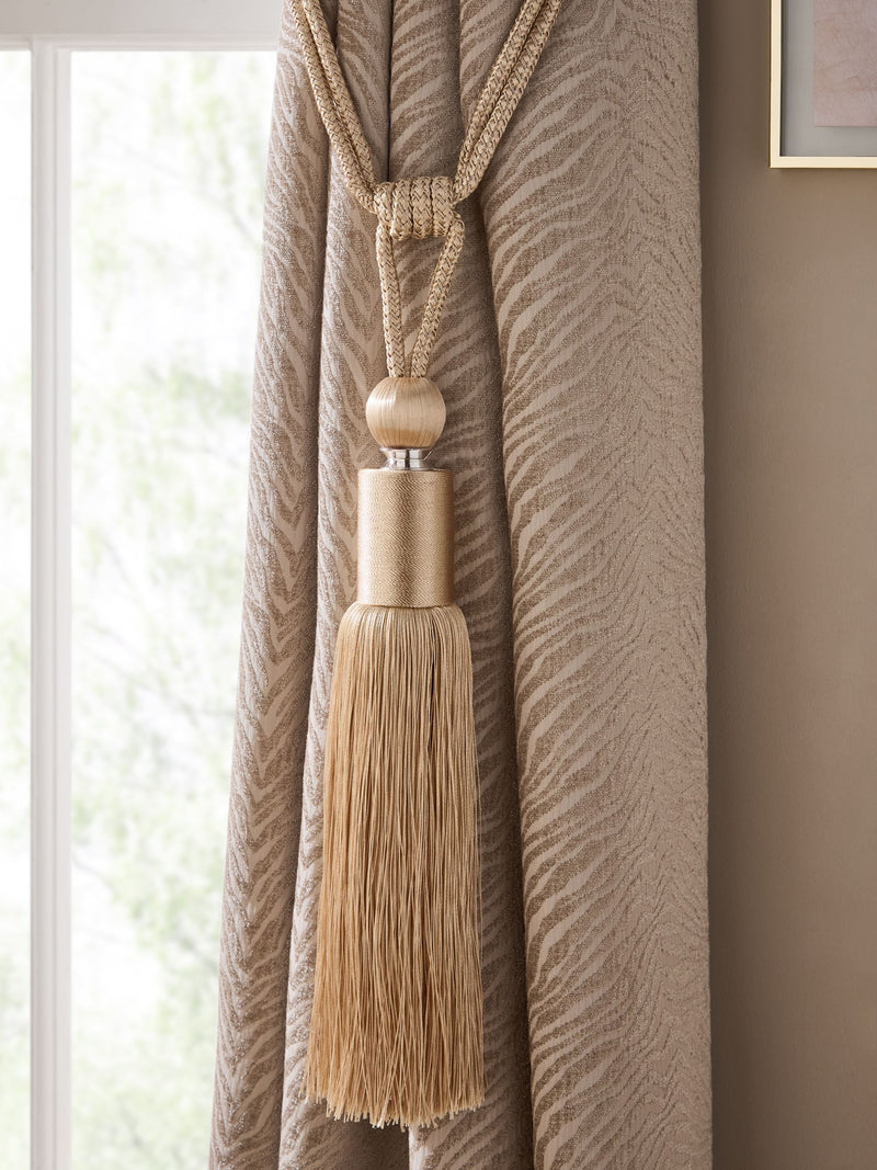 Set of 2 Black Large Tassel Curtain Tie Backs - 80cm