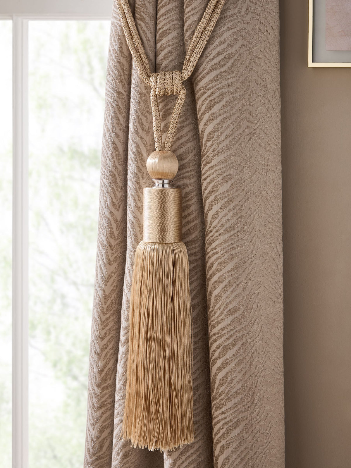 Set of 2 Black Large Tassel Curtain Tie Backs - 80cm