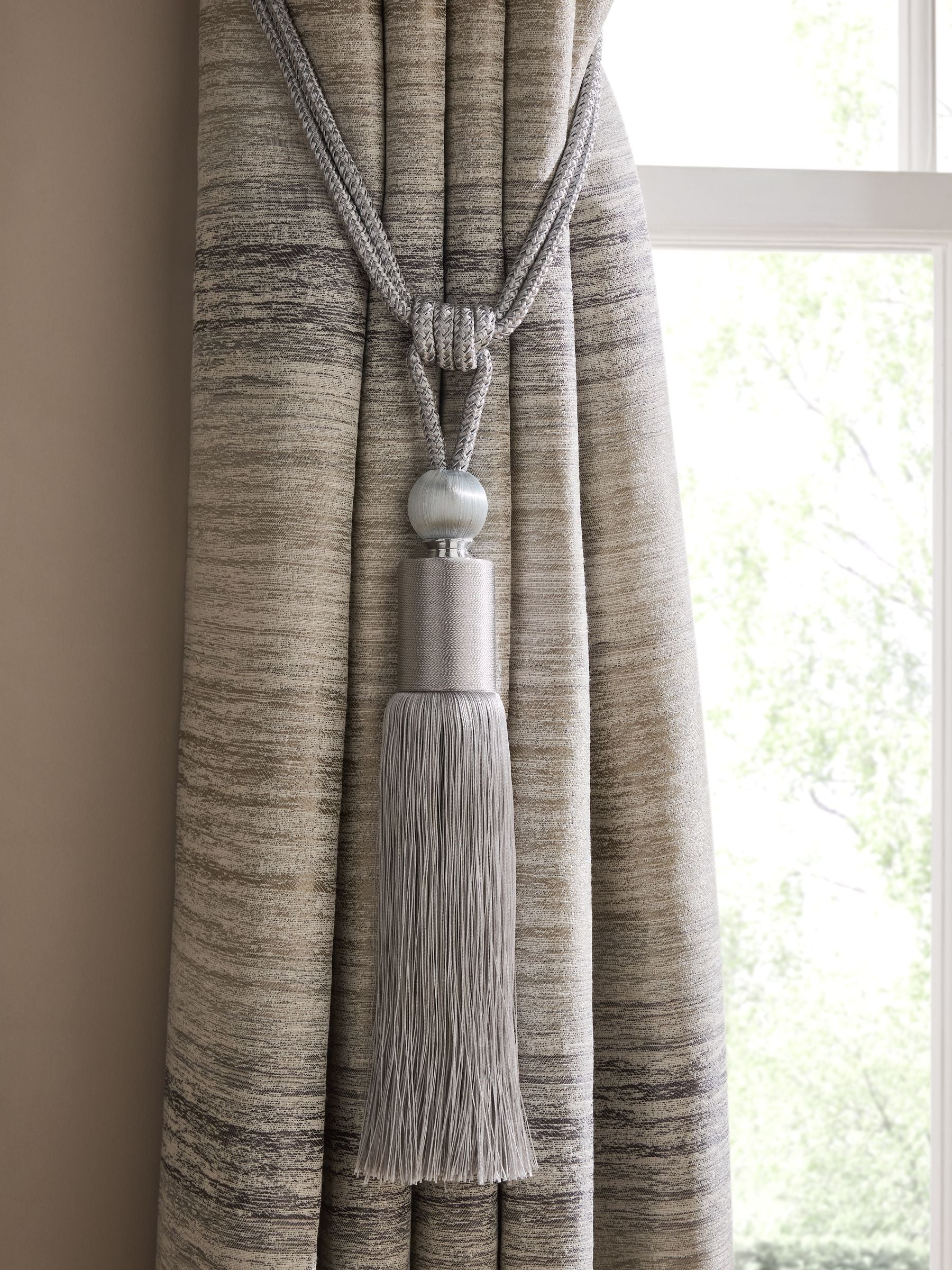 Set of 2 Black Large Tassel Curtain Tie Backs - 80cm