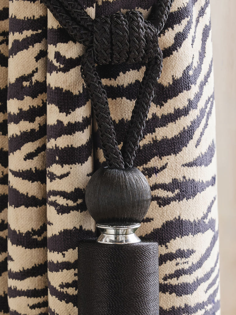 Black tassel curtain tiebacks set of 2 length 80cm - British product