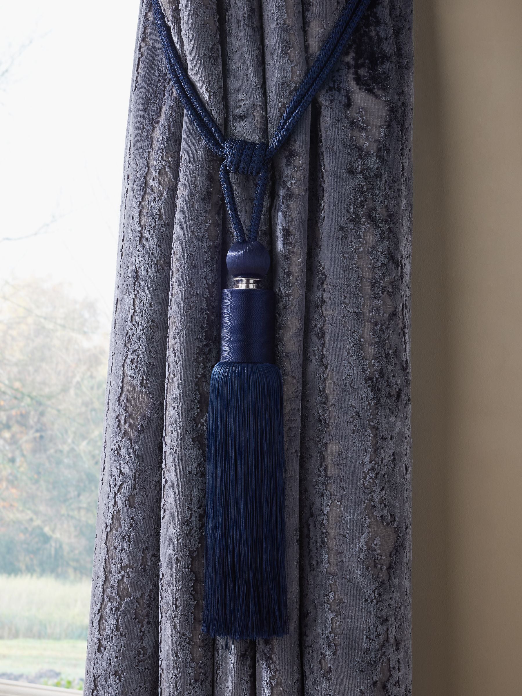 Set of 2 Black Large Tassel Curtain Tie Backs - 80cm