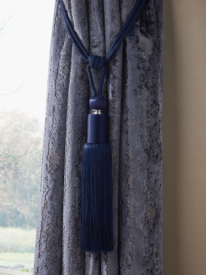 Set of 2 Black Large Tassel Curtain Tie Backs - 80cm