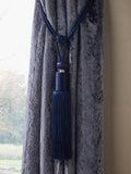 Set of 2 Black Large Tassel Curtain Tie Backs - 80cm