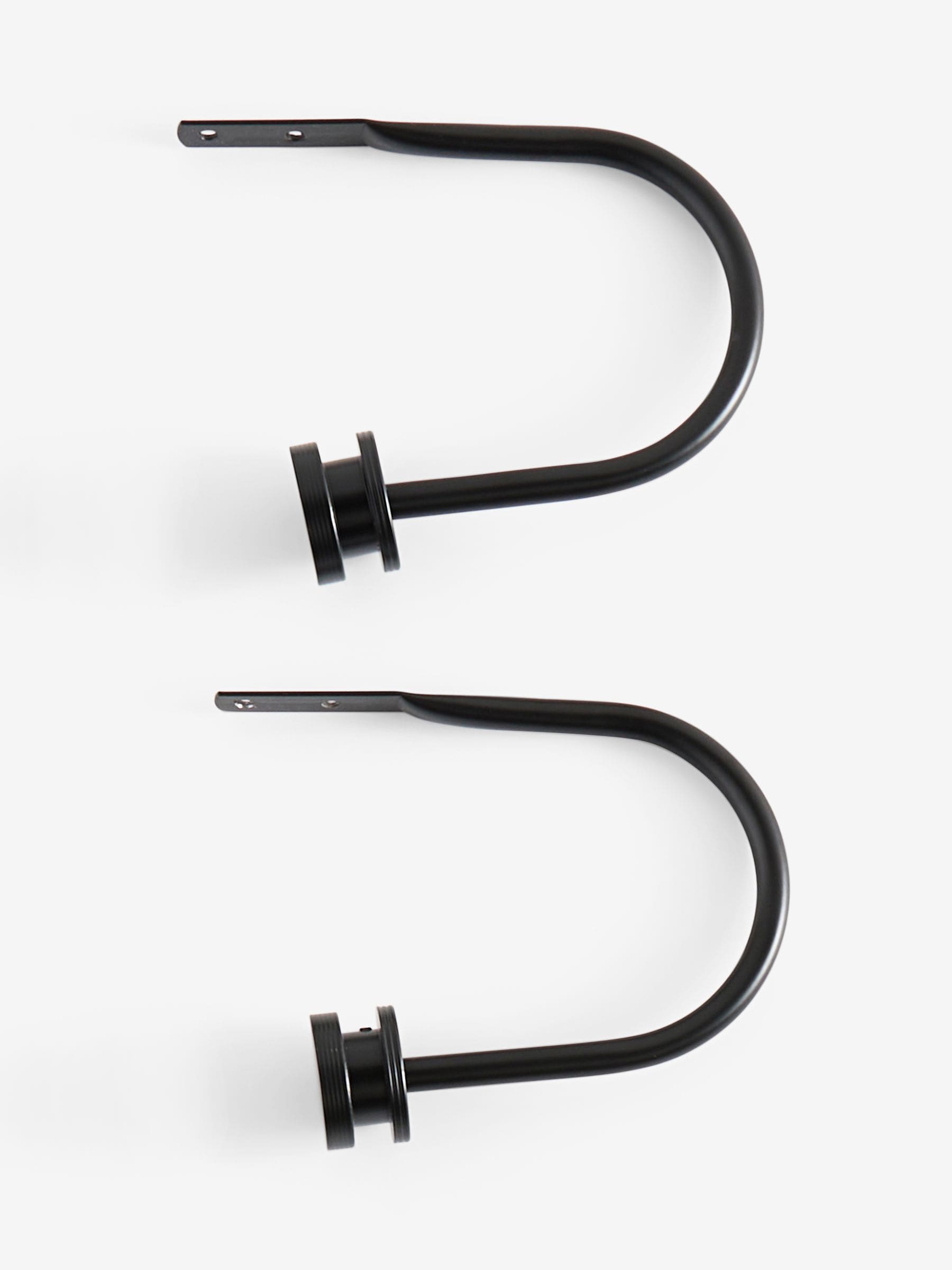 Set of 2 Black Ribbed Stud Curtain Holdbacks