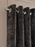 Charcoal Grey Lined Plush Chenille Eyelet Curtains