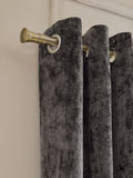 Charcoal Grey Blackout/Thermal Plush Chenille Eyelet Curtains