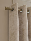 Natural Lined Plush Chenille Eyelet Curtains
