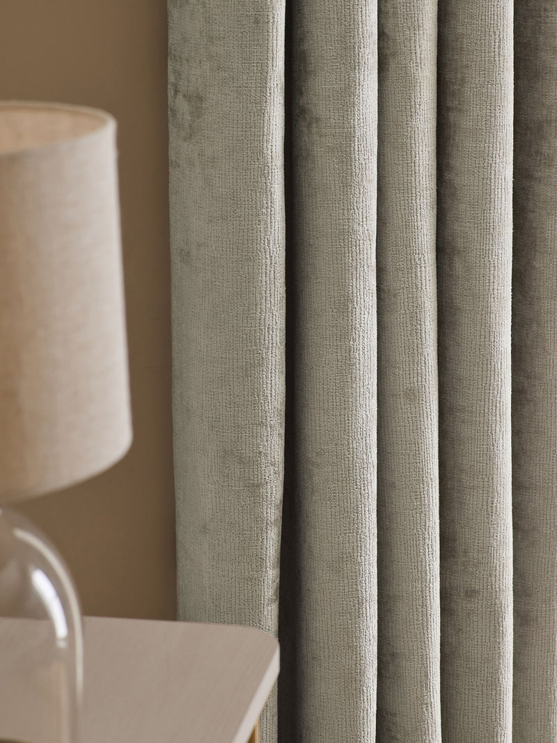 Plush chenille eyelet curtains in natural colour (British brand)