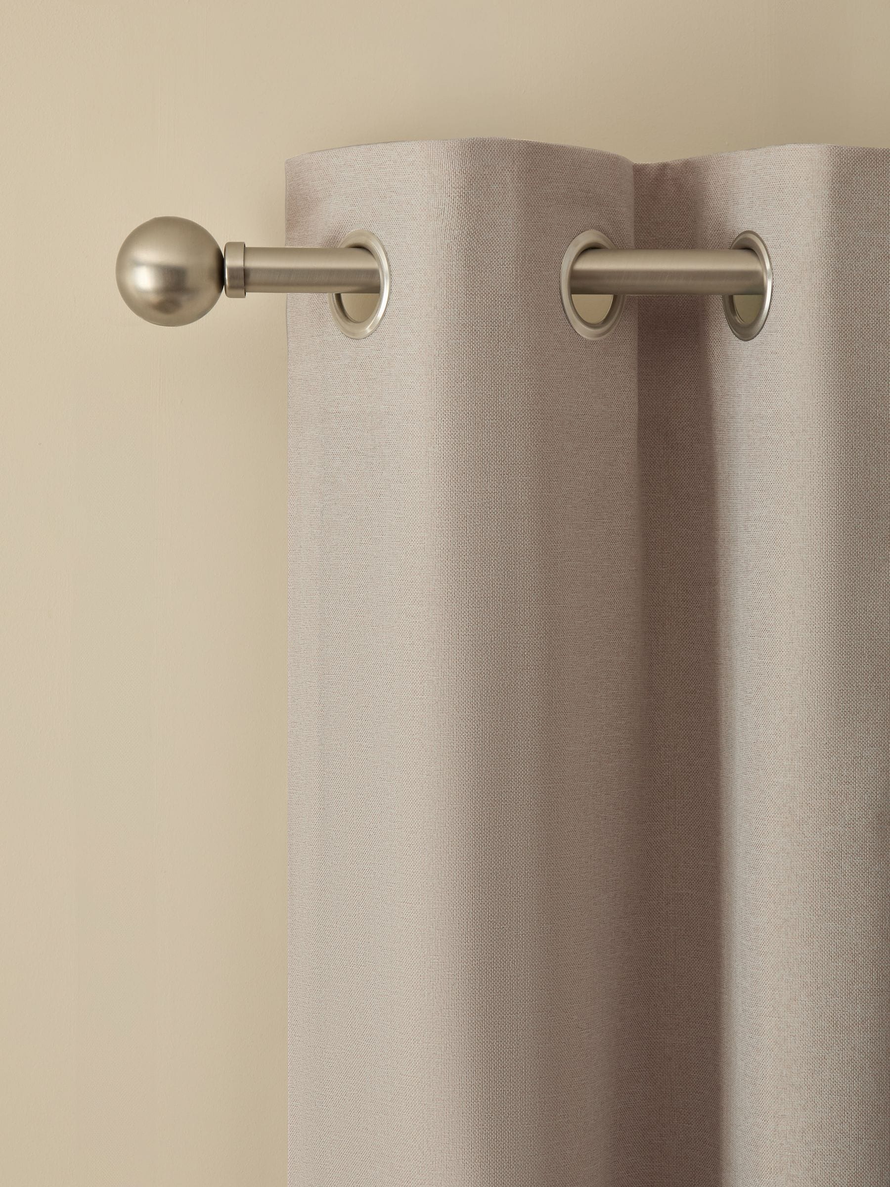 Light natural soft marl blackout thermal eyelet curtains, UK version