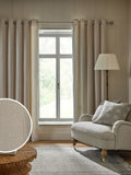 Light natural soft marl blackout thermal eyelet curtains, UK version